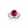 Atelier Gemstone 3.1 Carat Oval Cut Lab Grown Ruby Ring in 925 Sterling Silver