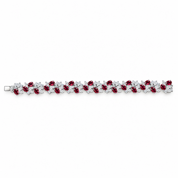 Atelier Gemstone 12 Carat Oval Cut Lab Grown Ruby Bracelet in 925 Sterling Silver