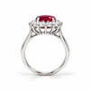 Atelier Gemstone 2.4 Carat Round Cut Lab-Grown Diana Ruby Ring with 0.825 Carat Side Diamonds in 9K White Gold