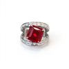 Atelier Gemstone 6.3 Carat Square Cut Lab Grown Ruby Ring in 925 Sterling Silver