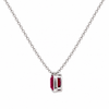 Atelier Gemstone 4 Carat Emerald Cut Lab Grown Ruby Pendant Necklace in 925 Sterling Silver