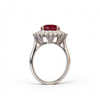 Atelier Gemstone 3.5 Carat Round Cut Lab Grown Ruby Halo Ring in 925 Sterling Silver