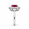Atelier Gemstone 2.4 Carat Round Cut Lab-Grown Diana Ruby Ring with 0.825 Carat Side Diamonds in 9K White Gold