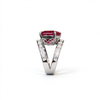 Atelier Gemstone 6.3 Carat Square Cut Lab Grown Ruby Ring in 925 Sterling Silver