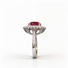 Atelier Gemstone 3.5 Carat Round Cut Lab Grown Ruby Halo Ring in 925 Sterling Silver