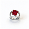 Atelier Gemstone 6.3 Carat Square Cut Lab Grown Ruby Ring in 925 Sterling Silver