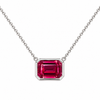 Atelier Gemstone 4 Carat Emerald Cut Lab Grown Ruby Pendant Necklace in 925 Sterling Silver