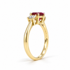 Atelier Gemstone 1.03 Carat Oval Cut Lab-Grown Ruby Ring with 0.24 Carat Side Diamonds in 9K Yellow Gold
