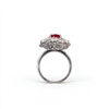Atelier Gemstone 2.1 Carat Oval Cut Lab Grown Ruby Halo Statement Ring in 925 Sterling Silver