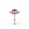 Atelier Gemstone 2.1 Carat Oval Cut Lab Grown Ruby Halo Statement Ring in 925 Sterling Silver
