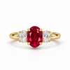 Atelier Gemstone 1.03 Carat Oval Cut Lab-Grown Ruby Ring with 0.24 Carat Side Diamonds in 9K Yellow Gold
