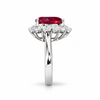 Atelier Gemstone 5.02 Carat Heart Cut Lab-Grown Ruby Ring with 1.7 Carat Side Diamonds in 9K White Gold