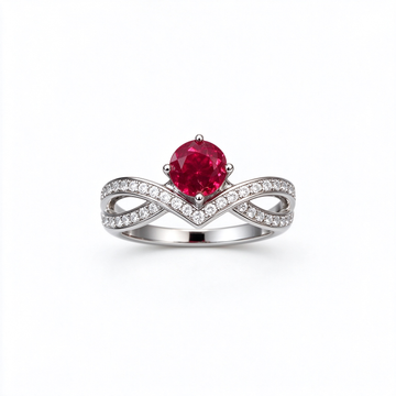 Atelier Gemstone 1.1 Carat Round Cut Lab Grown Ruby Ring in 925 Sterling Silver