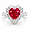 Atelier Gemstone 5.02 Carat Heart Cut Lab-Grown Ruby Ring with 1.7 Carat Side Diamonds in 9K White Gold