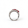 Atelier Gemstone 3.2 Carat Two-Stone Oval Cut Lab Grown Ruby Leaf Statement Ring in 925 Sterling Silver
