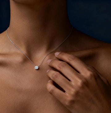 Atelier Classic 1.00 ct Heart Shape Lab-Grown Diamond Halo Pendant Necklace with 0.15 ct Side Stones
