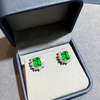 Atelier Gemstone 6.00 Carat Emerald Halo Stud Earrings Luxury 925 Sterling Silver 18K Gold Plated