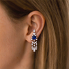 Atelier Gemstone 3.1 Carat Round Cut Lab Grown Ruby & Blue Sapphire Earrings in 925 Sterling Silver