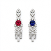 Atelier Gemstone 3.1 Carat Round Cut Lab Grown Ruby & Blue Sapphire Earrings in 925 Sterling Silver