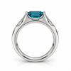 Atelier Gemstone 2.06 Carat Emerald Cut Lagoon Blue Sapphire Men's Ring in 925 Sterling Silver