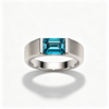 Atelier Gemstone 2.06 Carat Emerald Cut Lagoon Blue Sapphire Men's Ring in 925 Sterling Silver