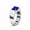 Atelier Gemstone 4.2 Carat Rectangular Cut Blue Sapphire Men's Ring in 925 Sterling Silver