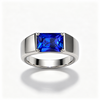 Atelier Gemstone 4.2 Carat Rectangular Cut Blue Sapphire Men's Ring in 925 Sterling Silver
