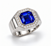 Atelier Gemstone 7 Carat Octagonal Cut Blue Sapphire Men's Ring in 925 Sterling Silver