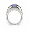 Atelier Gemstone 7 Carat Octagonal Cut Blue Sapphire Men's Ring in 925 Sterling Silver