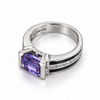 Atelier Gemstone 5.05 Carat Emerald Cut Color-Changing Sapphire Men's Ring in 925 Sterling Silver