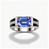 Atelier Gemstone 5.05 Carat Emerald Cut Color-Changing Sapphire Men's Ring in 925 Sterling Silver
