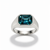 Atelier Gemstone 5.56 Carat Emerald Cut Lagoon Blue Sapphire Men's Ring in 925 Sterling Silver
