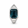 Atelier Gemstone 5.56 Carat Emerald Cut Lagoon Blue Sapphire Men's Ring in 925 Sterling Silver