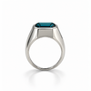 Atelier Gemstone 5.56 Carat Emerald Cut Lagoon Blue Sapphire Men's Ring in 925 Sterling Silver