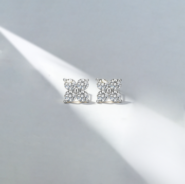 1.60 ct Pear Cut Clover Lab-Grown Diamond Stud Earrings (0.80 ct per ear, L Size)
