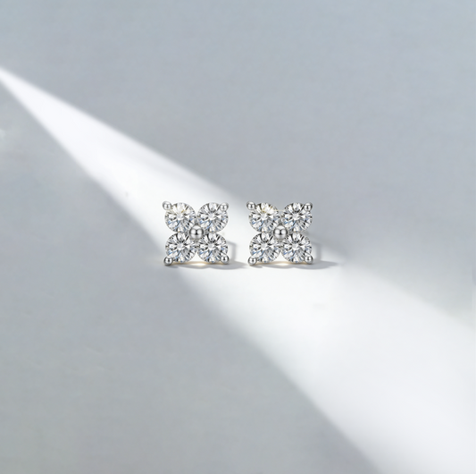 1.60 ct Pear Cut Clover Lab-Grown Diamond Stud Earrings (0.80 ct per ear, L Size)