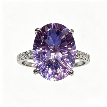 Atelier Gemstone 8 Carat Oval Cut Natural Amethyst Hidden Crown Ring in 925 Sterling Silver