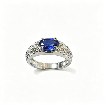 Atelier Gemstone 1.2 Carat Oval Cut Lab Grown Sapphire Ring in 925 Sterling Silver