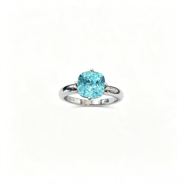 Atelier Gemstone 3 Carat Cushion Cut Lab Grown Paraiba Ring in 925 Sterling Silver