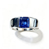 Atelier Gemstone 3.28 Carat Lab Grown Sapphire Men Ring in 925 Sterling Silver