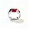 Atelier Gemstone 2.5 Carat Emerald Cut Lab Grown Ruby Men Ring in 925 Sterling Silver