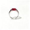 Atelier Gemstone 2.5 Carat Emerald Cut Lab Grown Ruby Men Ring in 925 Sterling Silver