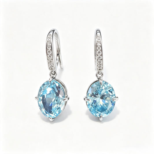 Atelier Gemstone 4 Carat Oval Cut Lab Grown Cubic Zirconia Earring,2ct each piece in 925 Sterling Silver