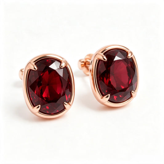 Atelier Gemstone 3 Carat Oval Cut Lab Grown Ruby Earring,1.5ct each piece in 925 Sterling Silver