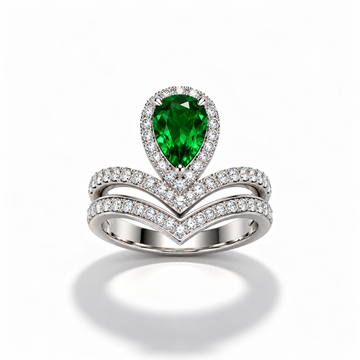 Atelier Gemstone 1.78 Carat Cushion Cut Tsavorite Ring in 925 Sterling Silver