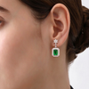 Atelier Gemstone 6.5 Carat Emerald Cut Lab Grown Tsavorite Earrings in 925 Sterling Silver