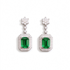 Atelier Gemstone 6.5 Carat Emerald Cut Lab Grown Tsavorite Earrings in 925 Sterling Silver