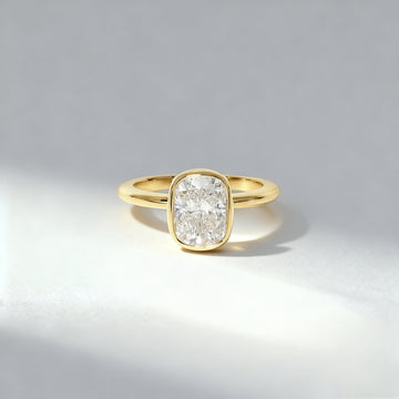 2.00ct Cushion Cut Bezel-Set Lab-Grown Diamond Ring