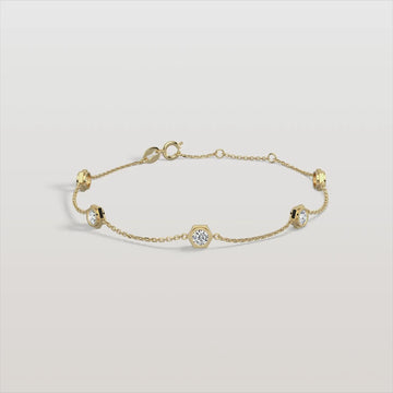 Liora Muse Hexagon Bezel Lab Grown Diamond Bracelet in 9K Solid Gold