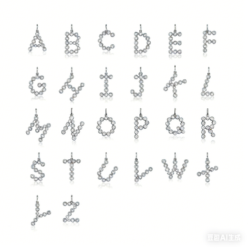 Liora Muse Letter Pendant with Initial Letter A-Z Charm 26 Letters Lab-Grown Diamonds Bubble Necklace Sterling Silver